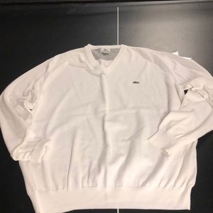 Lacoste white mens v neck sweater